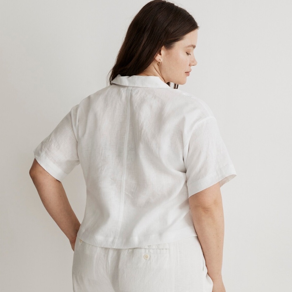 Madewell  1X Plus 100% Linen Resort Shirt white - Picture 3 of 7